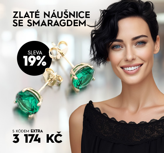 Zlaté náušnice se smaragdem 612G-002