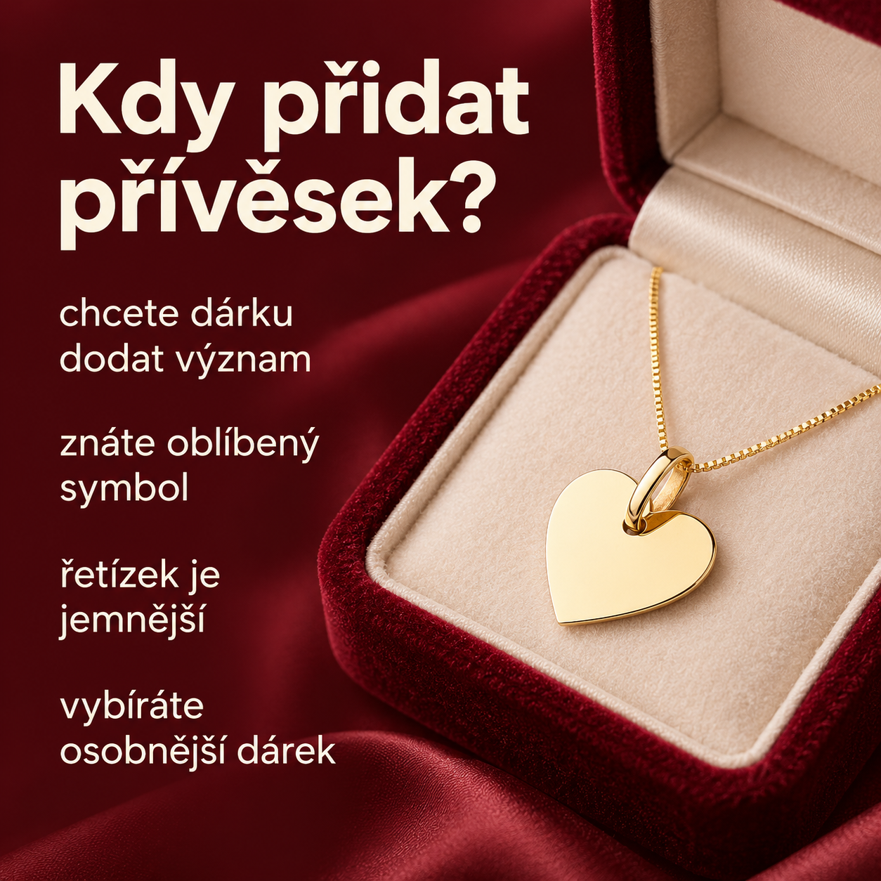 Banner s doporučením, kdy k řetízku přidat přívěsek