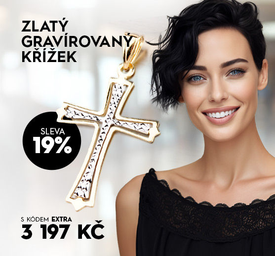 Zlatý gravírovaný křížek 43-2084