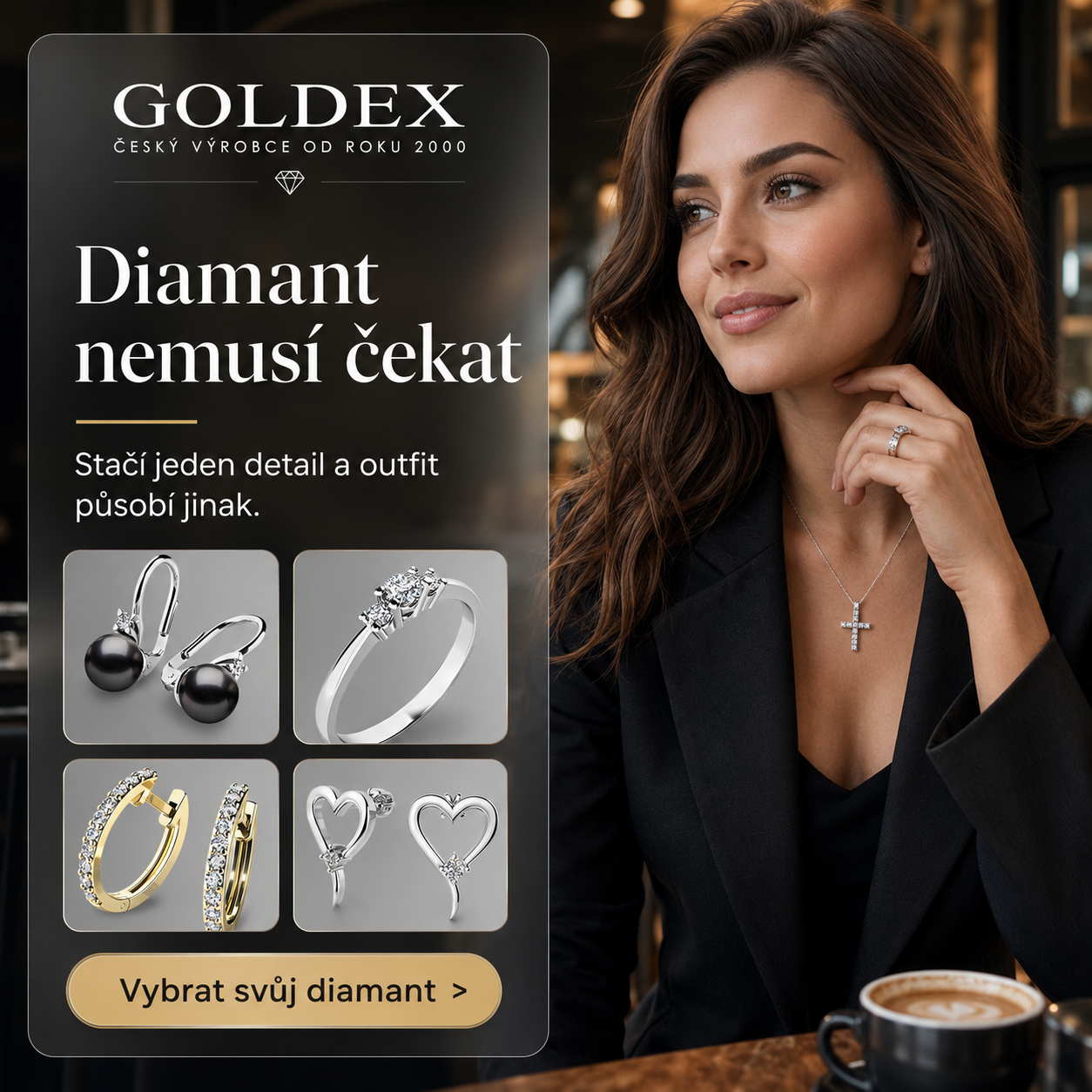 Diamantový detail jako elegantní součást outfitu