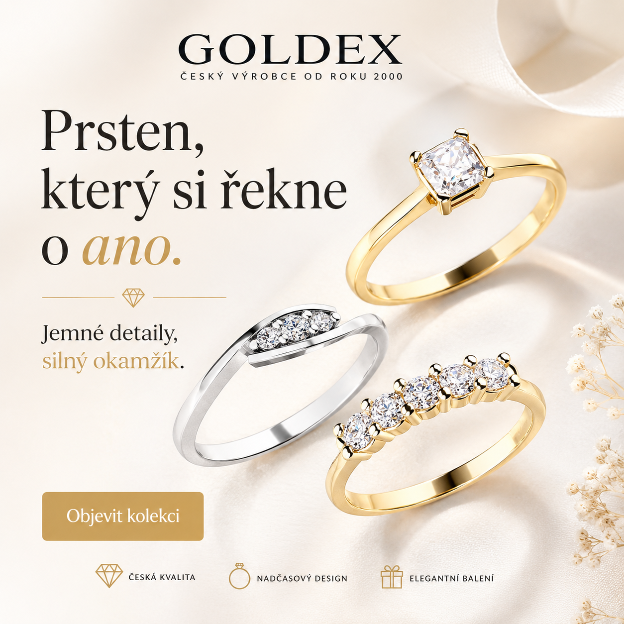 Elegantní zásnubní prsteny s jemnými detaily