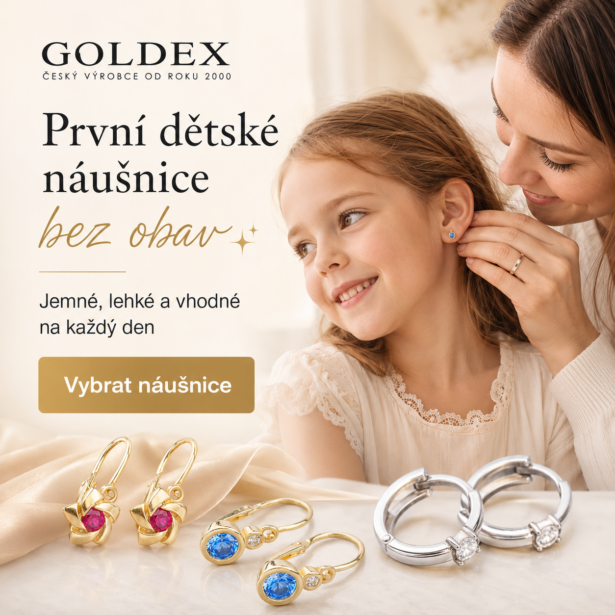 Goldex výběr prvních dětských náušnic