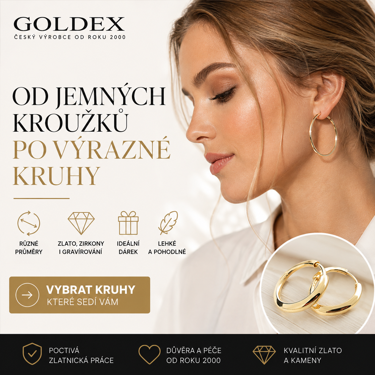 Banner Goldex s jemnými a výraznějšími zlatými kruhy