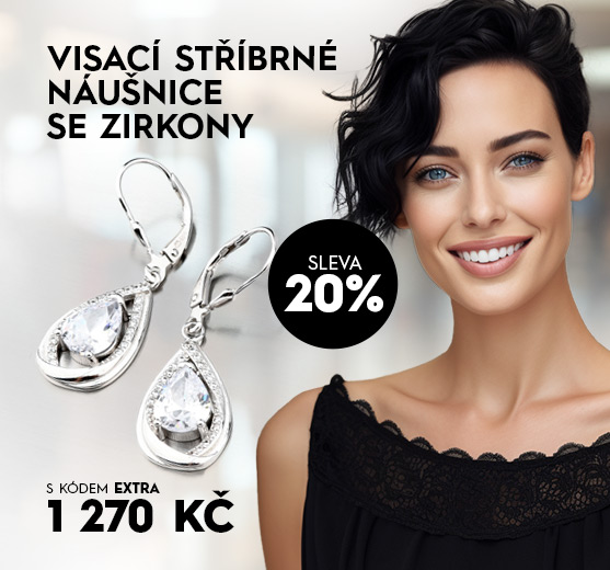 Visací stříbrné náušnice se zirkony UCST-123374