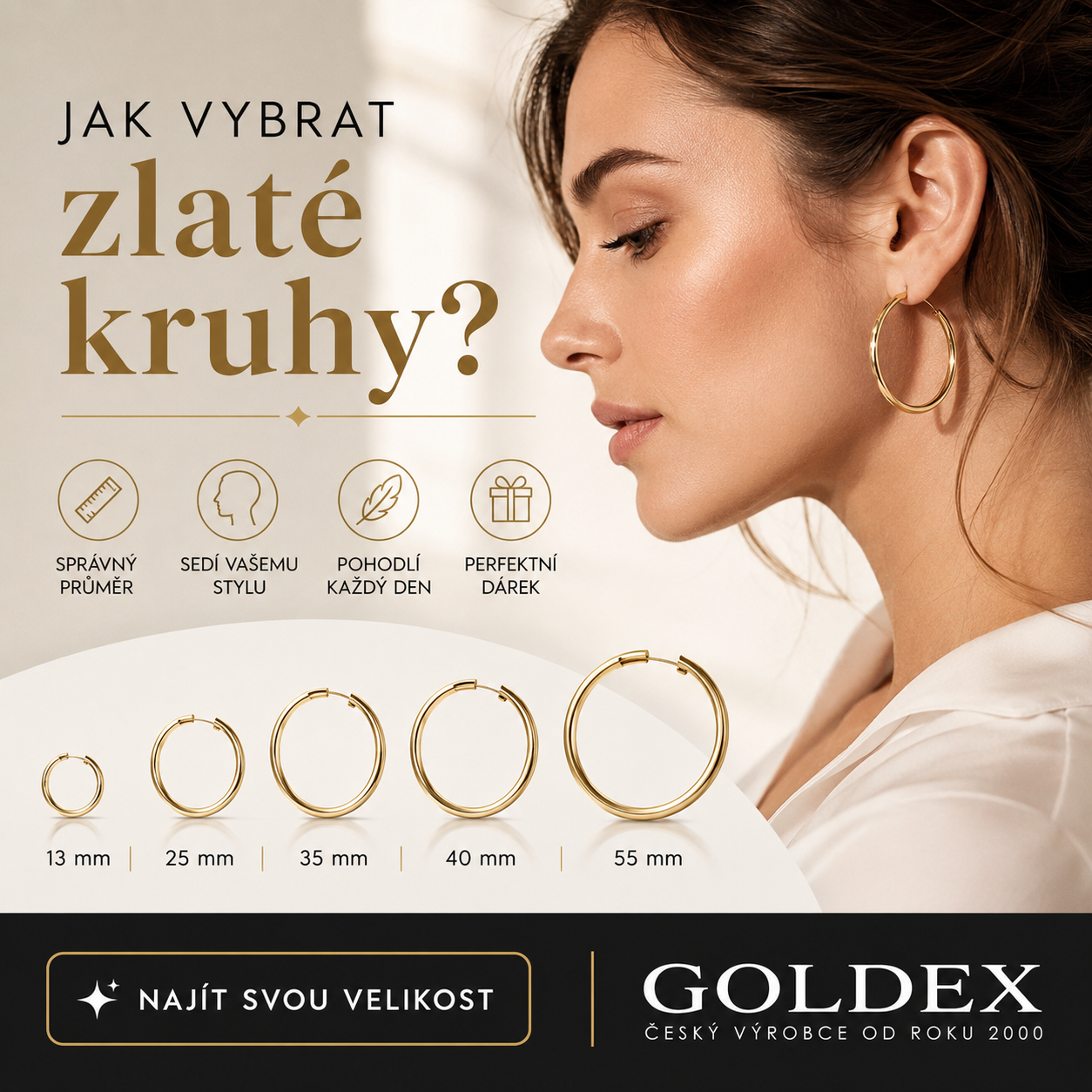 Banner Jak vybrat zlaté kruhy podle průměru a stylu