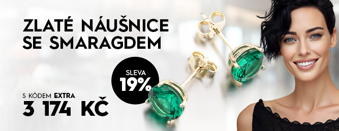 Zlaté náušnice se smaragdem 612G-002