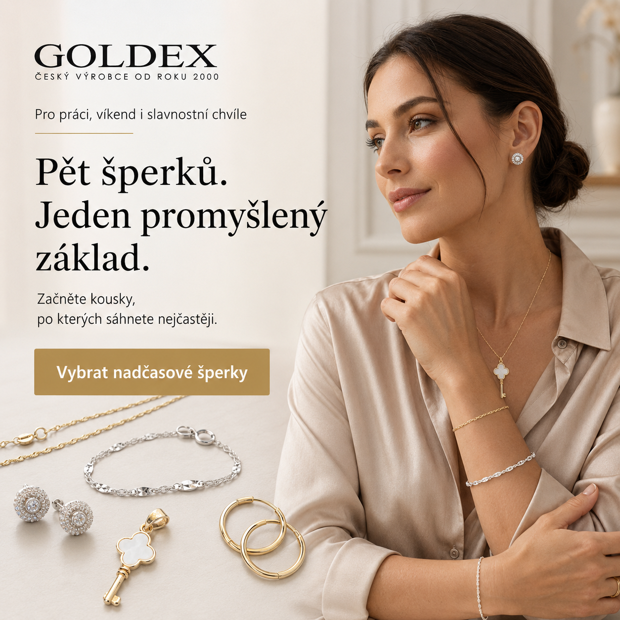 Banner Goldex s pěti nadčasovými šperky