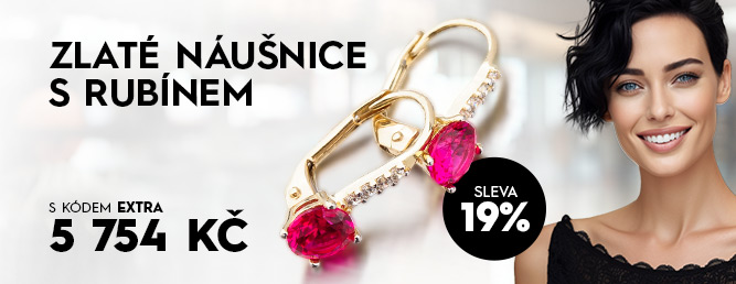 Zlaté náušnice s rubínem PKL22-004