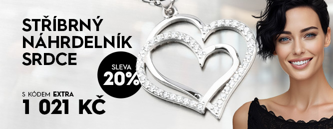 Stříbrný náhrdelník srdce se zirkony SST-151514 délka 42 cm Kód: