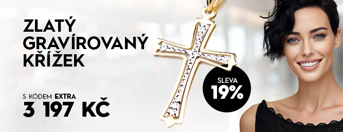 Zlatý gravírovaný křížek 43-2084