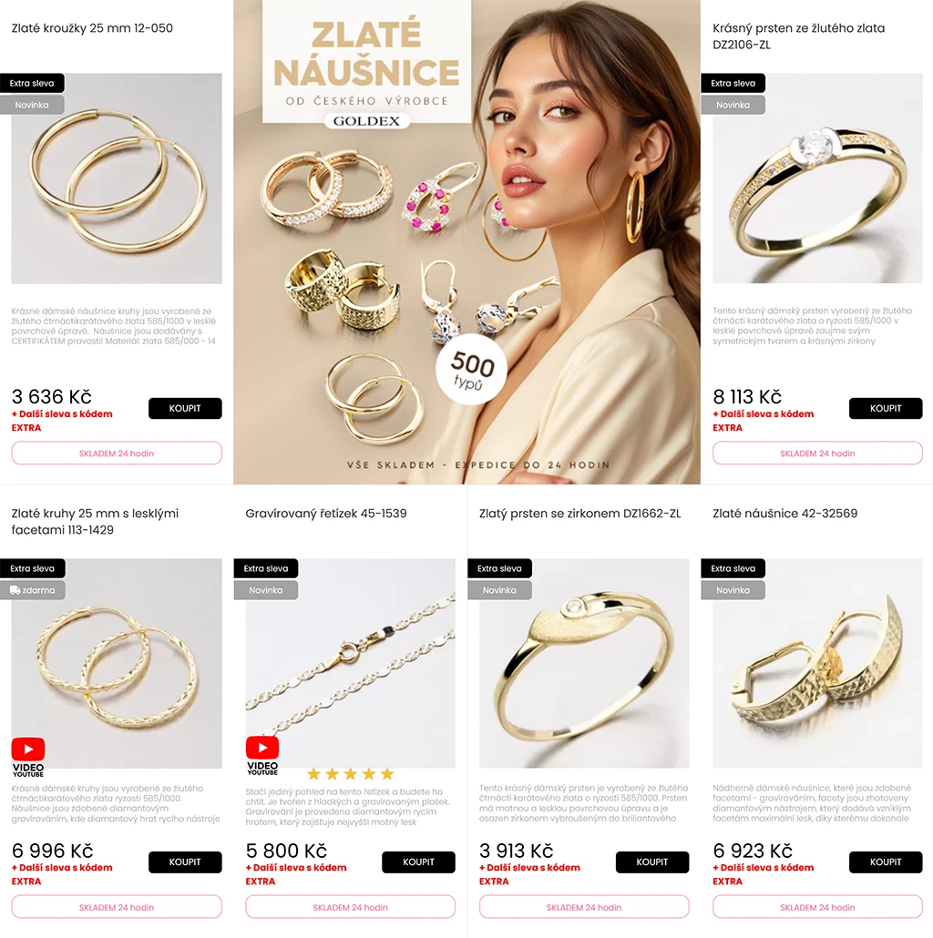 První vánoční tipy – zlaté šperky