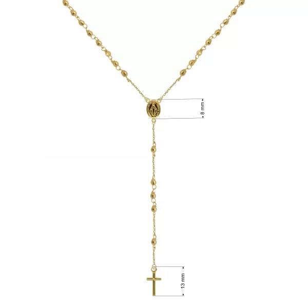 Zlatý 14 karátový náhrdelník růženec s křížem a medailonkem s Pannou Marií RŽ12 zlatý