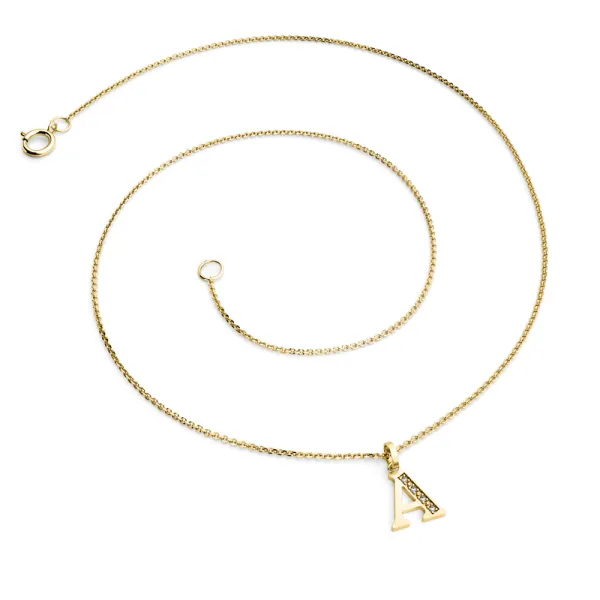 Přívěsek písmeno E žluté zlato 585/1000 přírodní diamanty 0.018 ct G/SI 10982-00-ZL-DIA-E