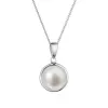 Zlatý 14 karátový náhrdelník bílé zlato s bílou říční perlou 82P00053