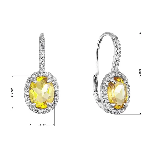 Stříbrné náušnice luxusní s pravými minerálními kameny žluté 11492.3 citrine