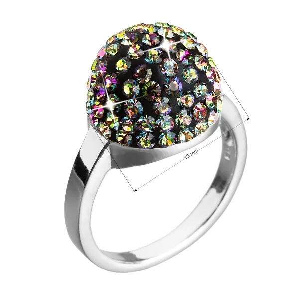 Stříbrný prsten s krystaly zelená boule 735013.5 vitrail medium