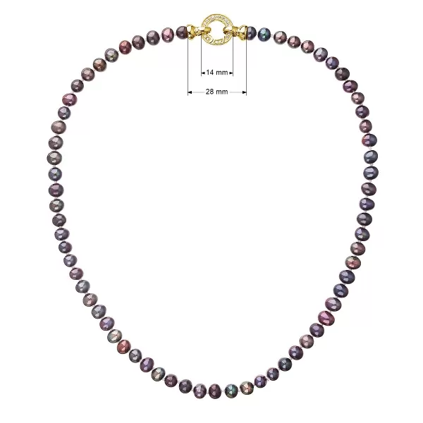 Perlový náhrdelník z pravých říčních perel modrý 22001.3 dk.peacock