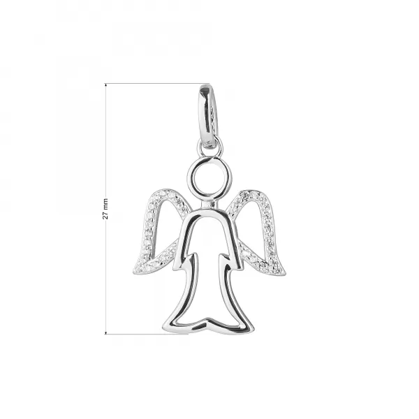 Stříbrný přívěsek anděl s křídly ze zirkónů 14040.1 crystal