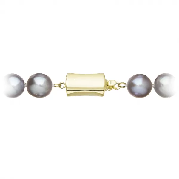 Perlový náramek z říčních perel se zapínáním ze 14 karátového zlata 923010.3/9267A grey