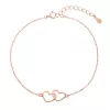 Pozlacený stříbrný ROSE náramek dvě srdíčka 63009 rose