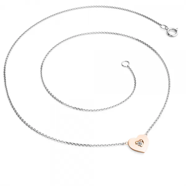 Náhrdelník srdce s diamantem 10874-NH01-BCV-DIA
