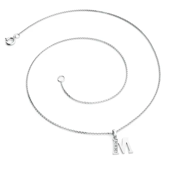 Přívěsek písmeno M bílé zlato 585/1000 přírodní diamanty 0.018 ct G/SI 10982-00-B-DIA-M