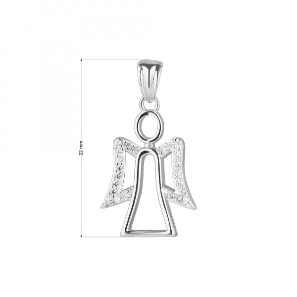 Stříbrný přívěsek anděl s křídly ze zirkónů 14042.1 crystal