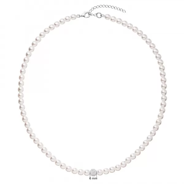 Perlový náhrdelník bílý s Preciosa krystaly 32063.1