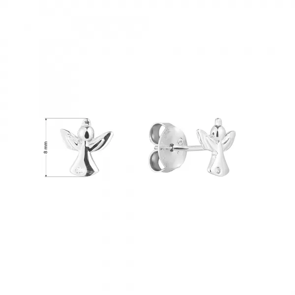 Stříbrné náušnice anděl se zirkonem 11533.1 crystal
