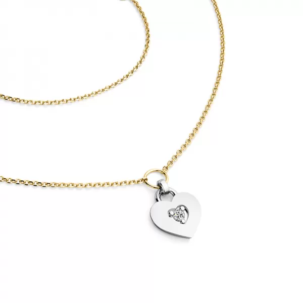 Náhrdelník srdce s diamantem 10874-NH05-ZLB-DIA