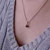 Stříbrný náhrdelník s pravým minerálním kamenem rudý 12078.3 garnet