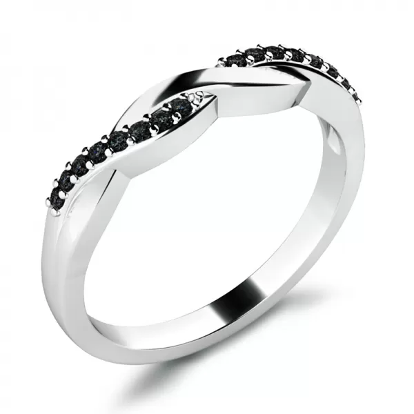 Prsten s černými diamanty z bílého zlata 10996-B-Black