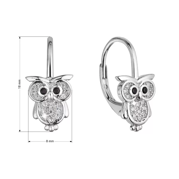 Stříbrné náušnice sovičky se zirkony 11501.1 crystal
