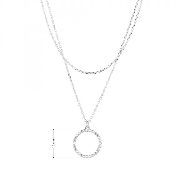 Stříbrný náhrdelník dvojitý řetízek s kroužksm 620017