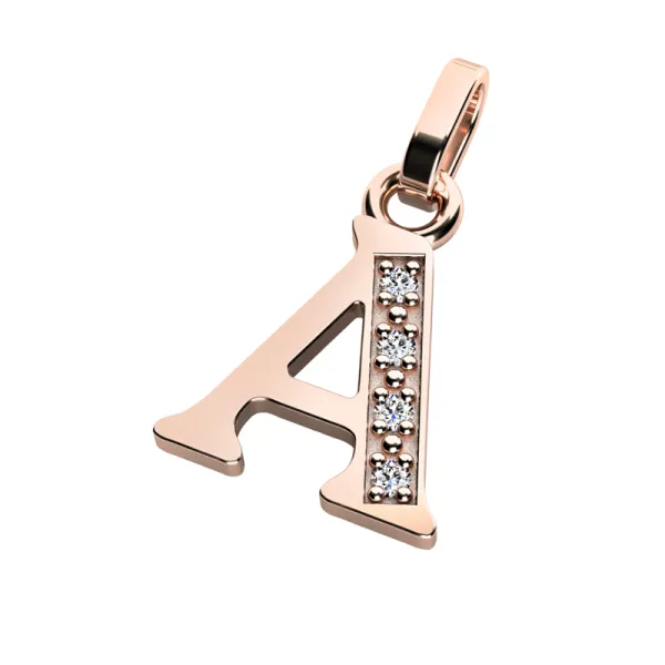 Přívěsek písmeno A růžové zlato 585/1000 přírodní diamanty 0.018 ct G/SI 10982-00-CV-DIA-A