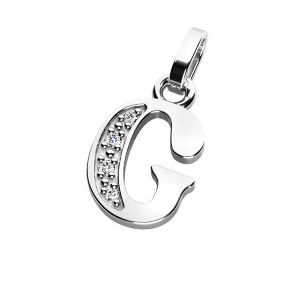 Přívěsek písmeno G bílé zlato 585/1000 přírodní diamanty 0.018 ct G/SI 10982-00-B-DIA-G