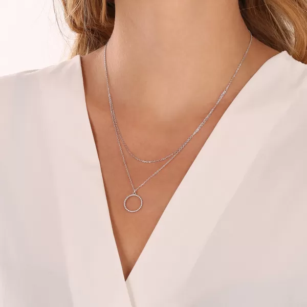 Stříbrný náhrdelník dvojitý řetízek s kroužksm 620017