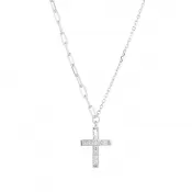 Stříbrný náhrdelník kříž se zirkony 12100.1 crystal