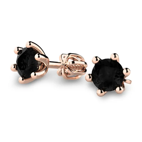 Dámské náušnice z růžového zlata 585/1000 s černými zirkony 109017-CV-ZIR-Black