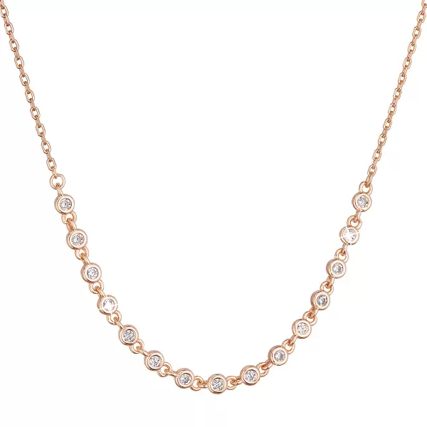 Pozlacený stříbrný ROSE náhrdelník s malými zirkony 12094.1 crystal