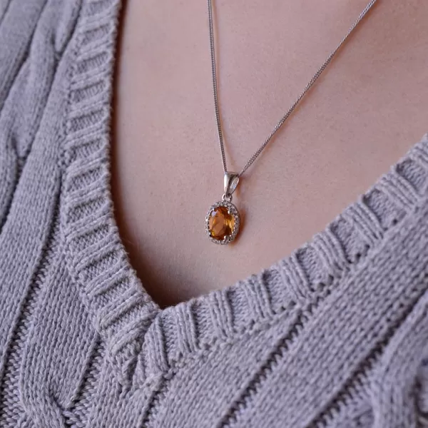 Stříbrný náhrdelník luxusní s pravým minerálním kamenem žlutý 12086.3 citrine