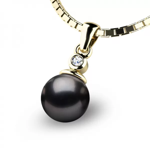 Přívěsek s černou perlou a diamantem 10870-ZL-DIA-Black