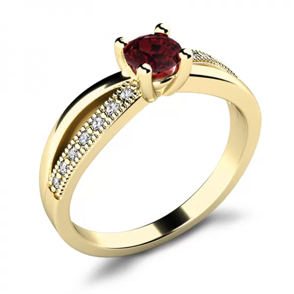 Diamantový prsten ze zlata s granátem 10998-ZL-GRA