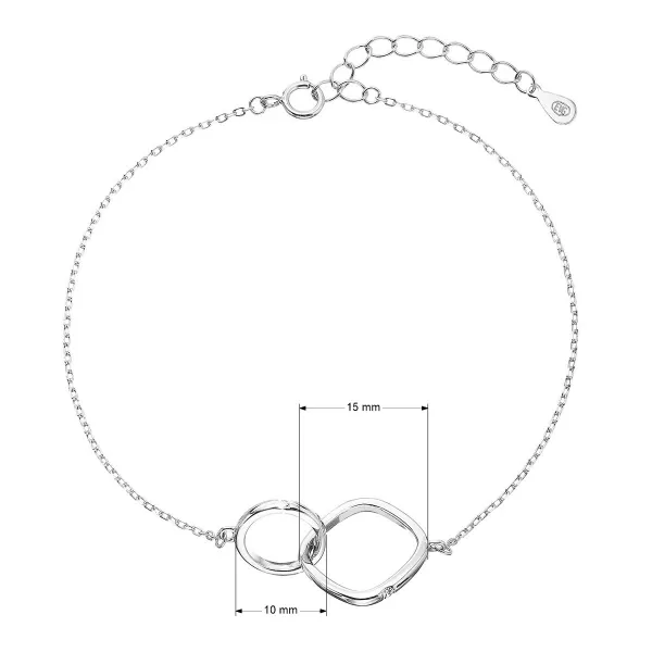 Stříbrný náramek kroužek a kostička s mini zirkonkem 13035.1