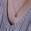 Stříbrný náhrdelník s pravým minerálním kamenem zelený 12080.3 emerald