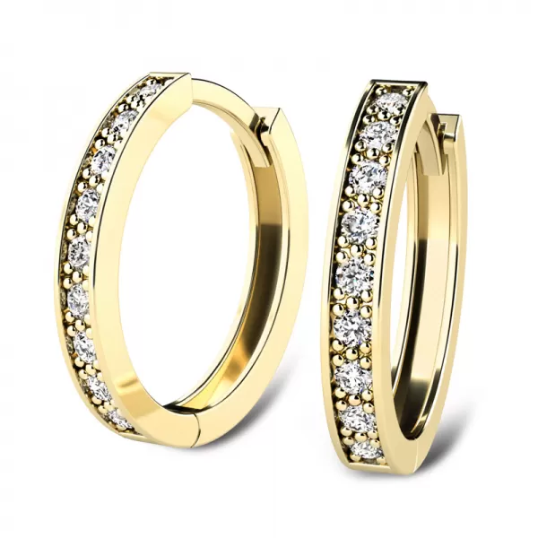 Náušnice žluté zlato 585/1000, přírodní diamanty 0.270ct, 109014-ZL-DIA