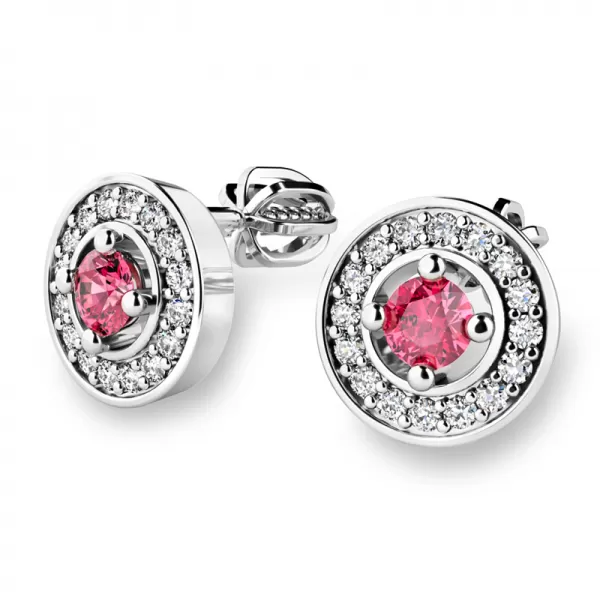 Náušnice bílé zlato 585/1000, přírodní diamanty a turmalíny, 10921-B-TUR