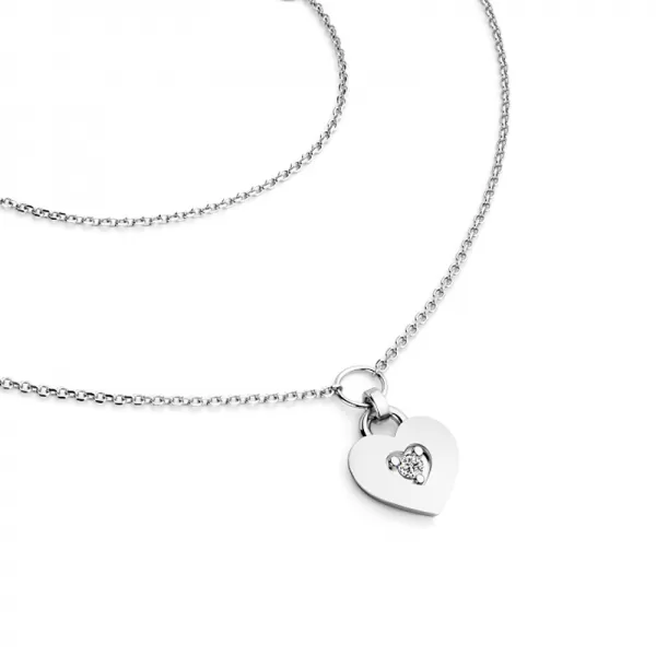 Náhrdelník srdce s diamantem 10874-NH05-B-DIA