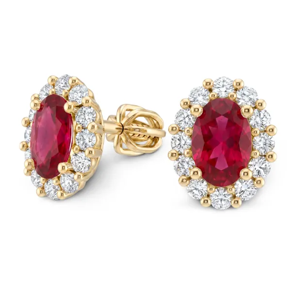 Dámské náušnice ze žlutého zlata 585/1000 s přírodními rubíny 1,04 ct a diamanty 0,288 ct G/SI 10953-ZL-DIA-RUB