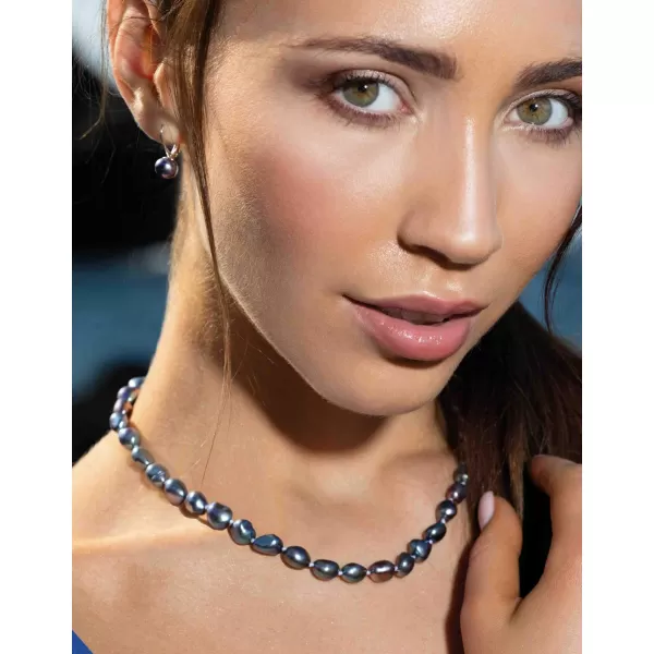Perlový náhrdelník z pravých říčních perel modrý 22027.3 peacock